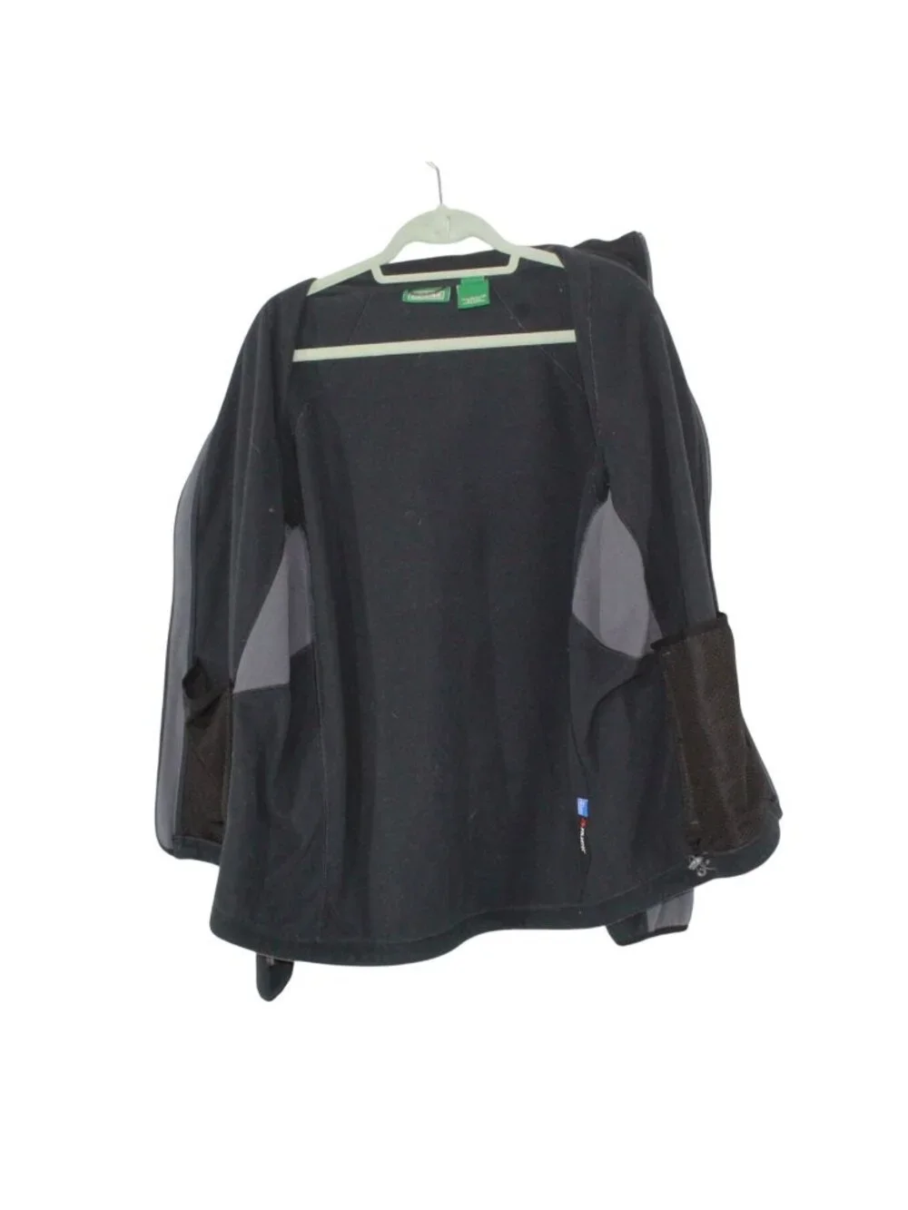 LL Bean Polartec Fleece Jacket Gray Black Full Zip Outdoor Coat Size L